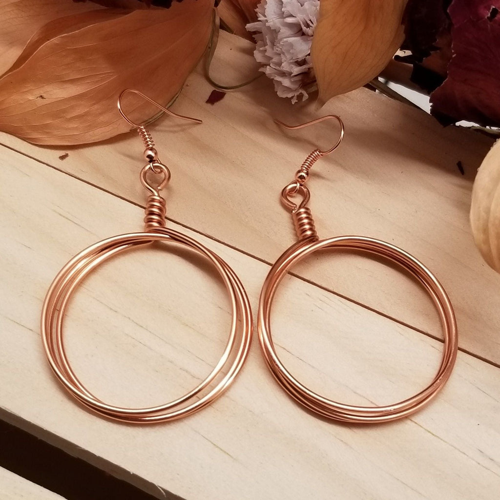 Handmade Wire Wrapped Triple Hoop Earrings