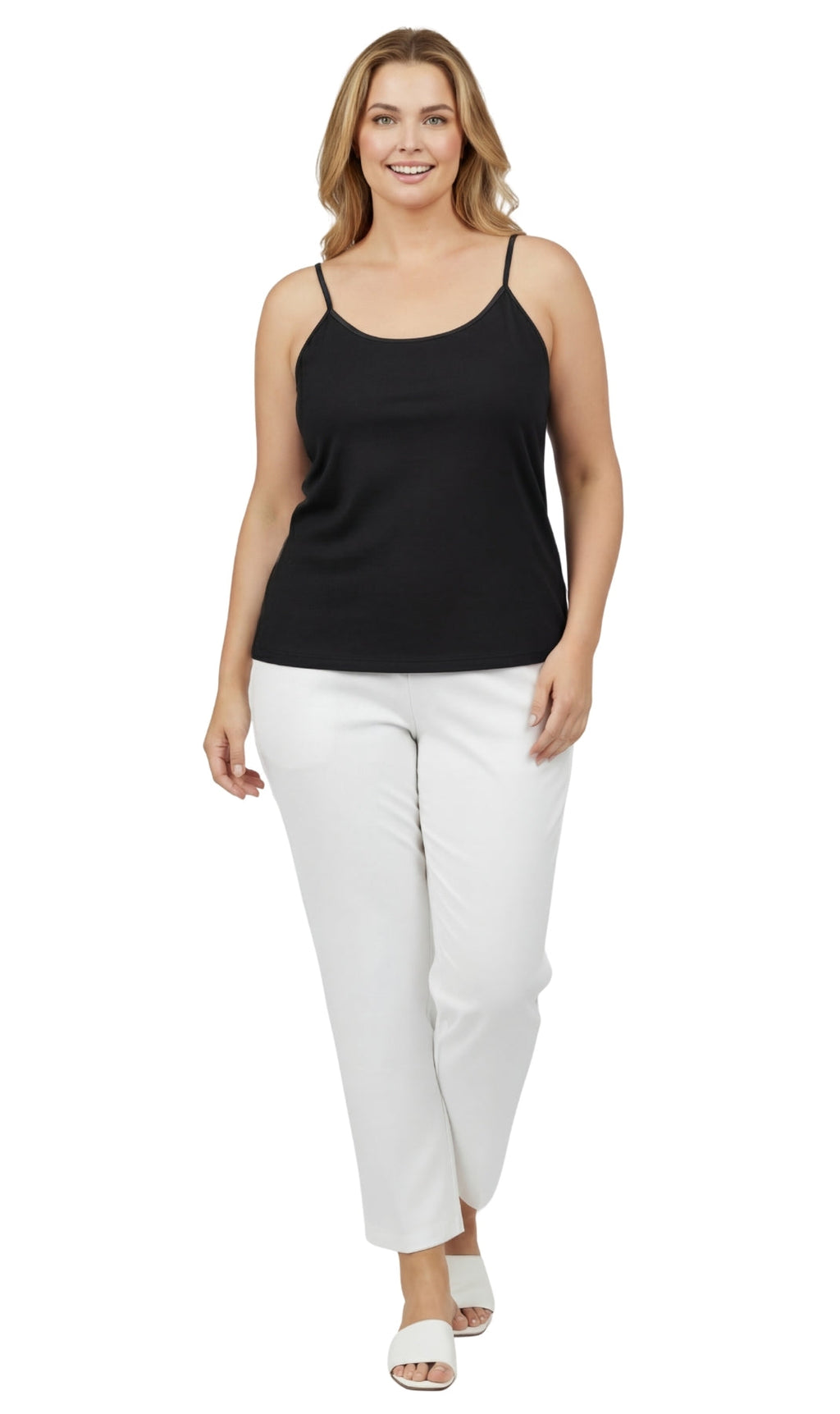 Women's Essential Adjustable Strap Camisole in Soft Cotton Blend Fabric with a built in Shelf Bra