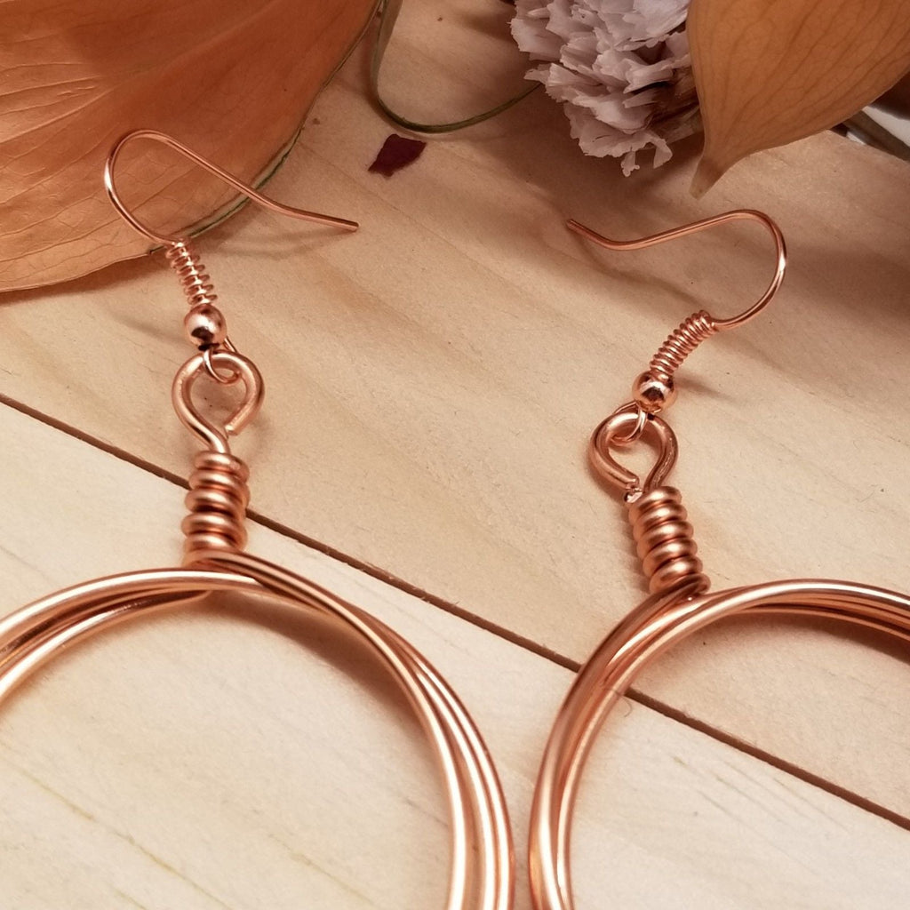 Handmade Wire Wrapped Triple Hoop Earrings