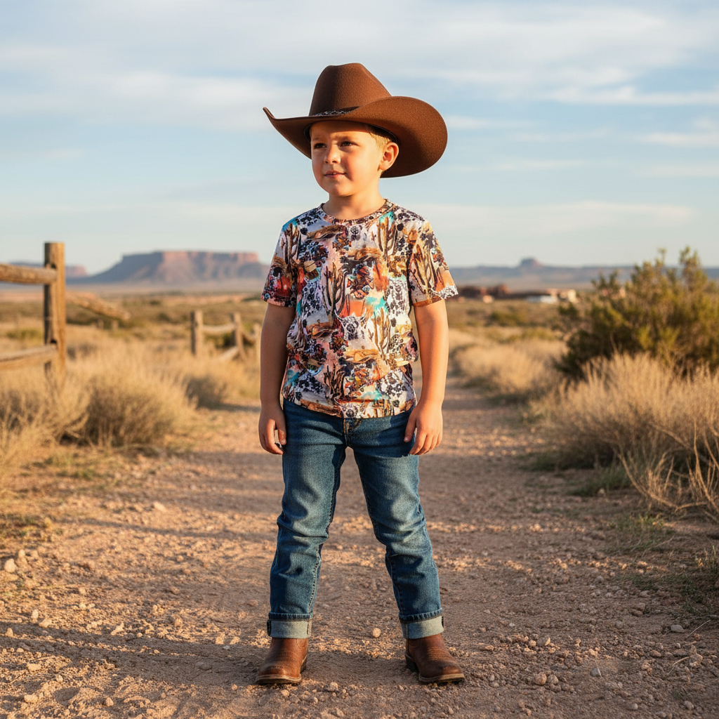 Western collage Short Sleeve T shirt