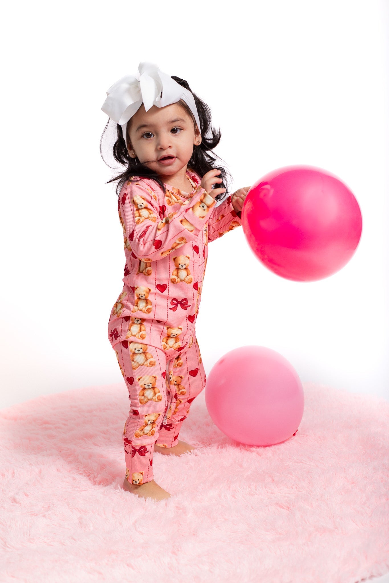 Ribbed bamboo pink teddy zippy