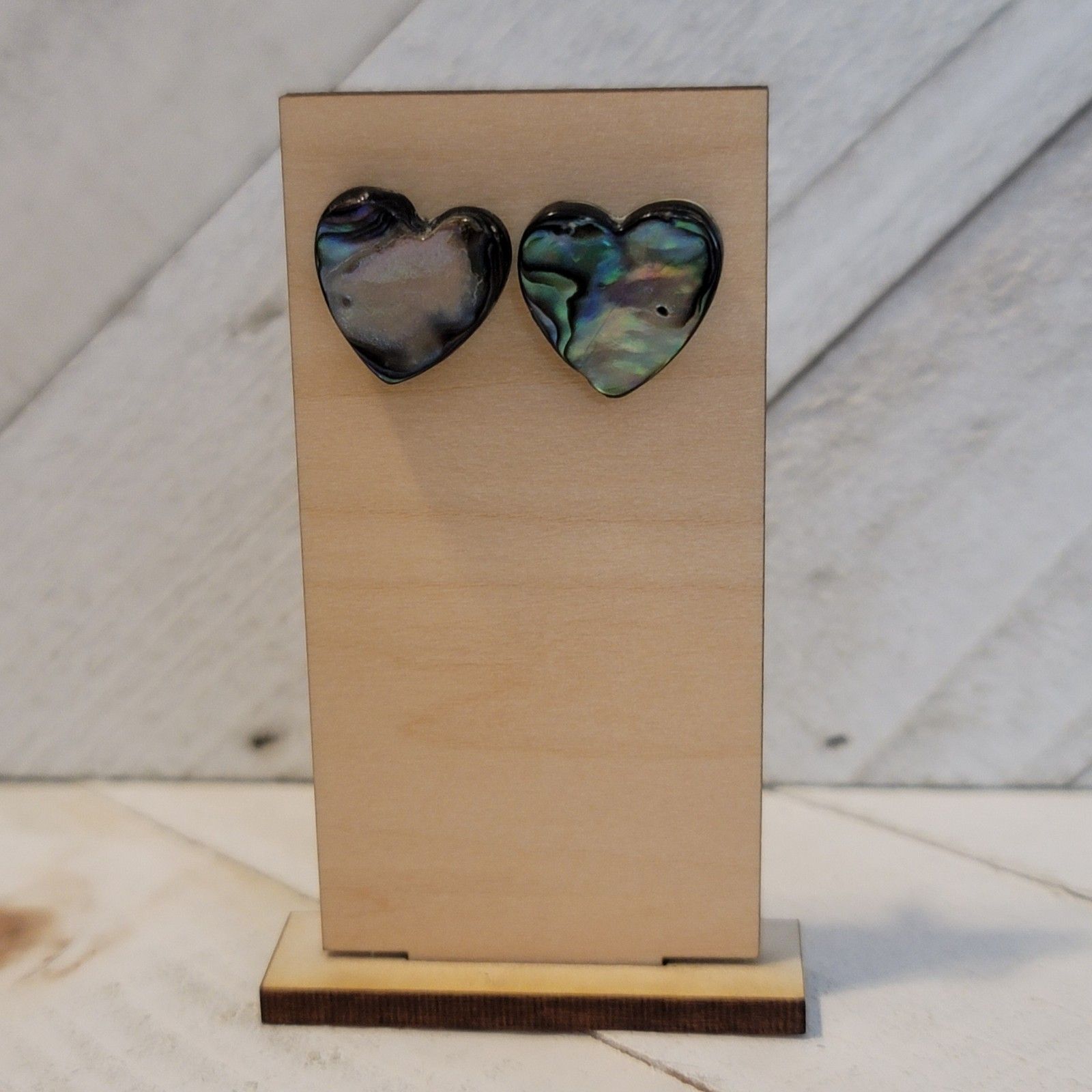Handmade Abalone Heart Earrings – Natural Shell Iridescent Jewelry