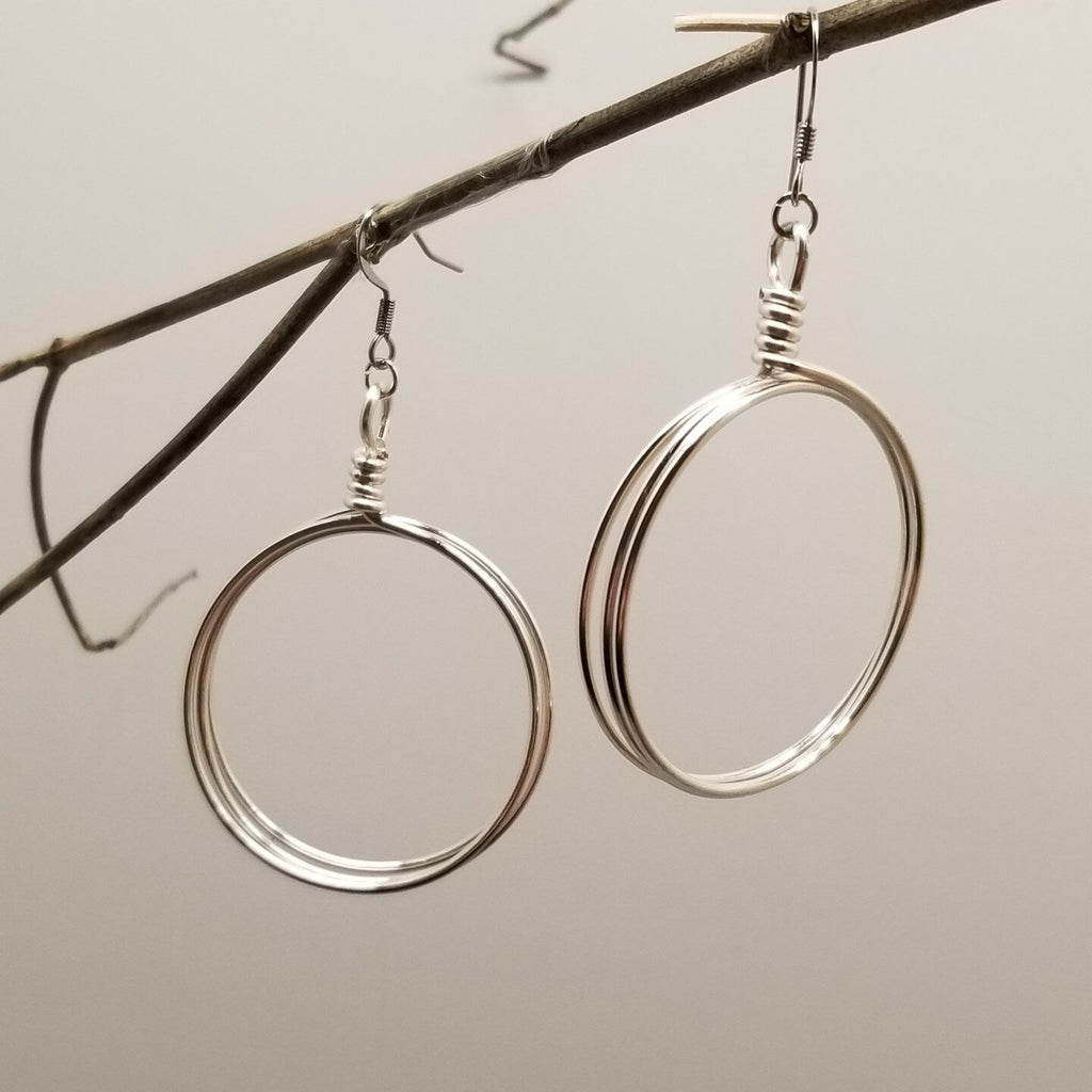 Handmade Wire Wrapped Triple Hoop Earrings