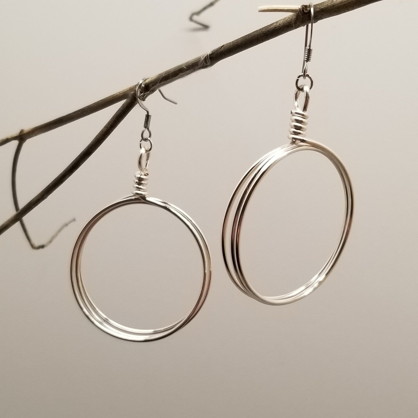 Handmade Wire Wrapped Triple Hoop Earrings