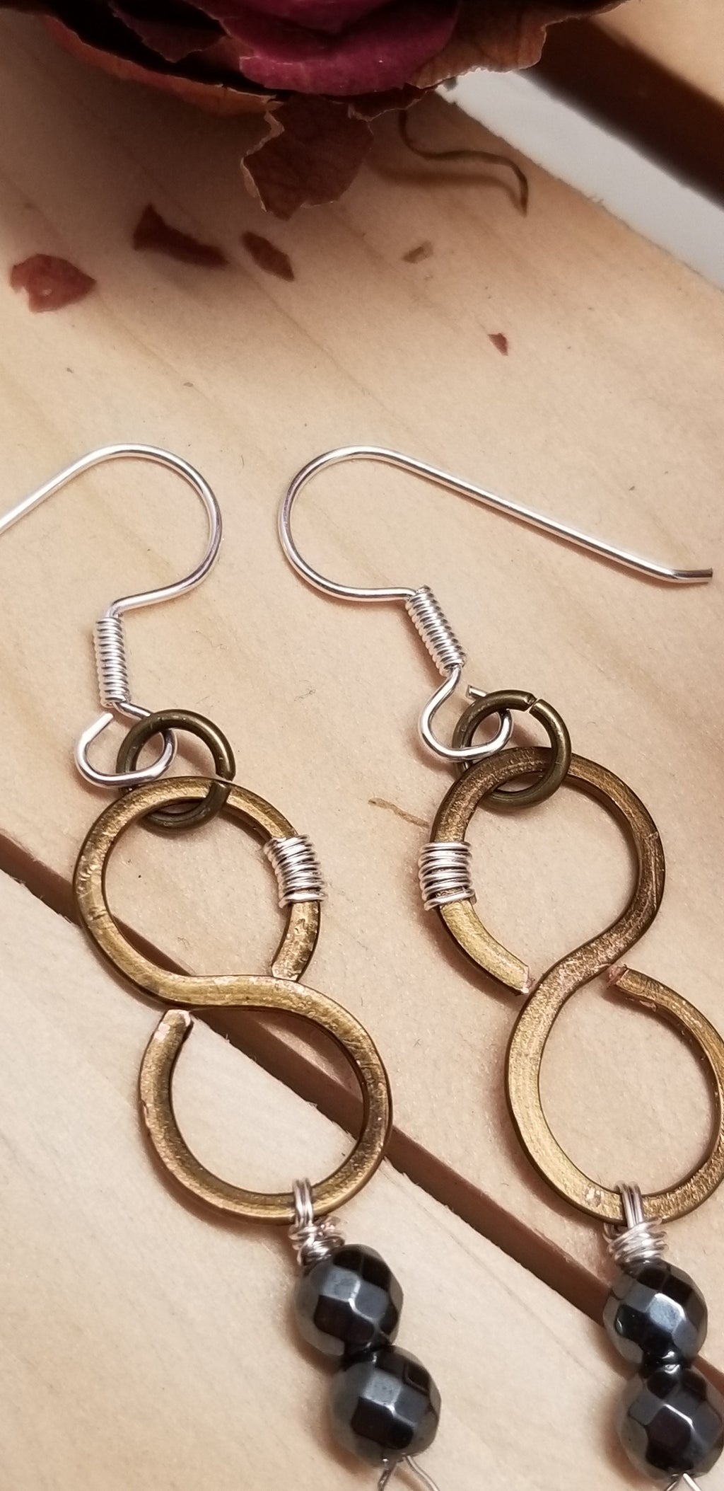 Handmade Copper Hematite Figure Eight Earrings