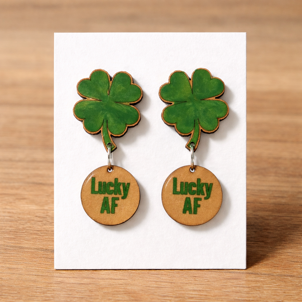 Lucky AF Shamrock Dangle Earrings – St. Patrick’s Day Statement Jewelry