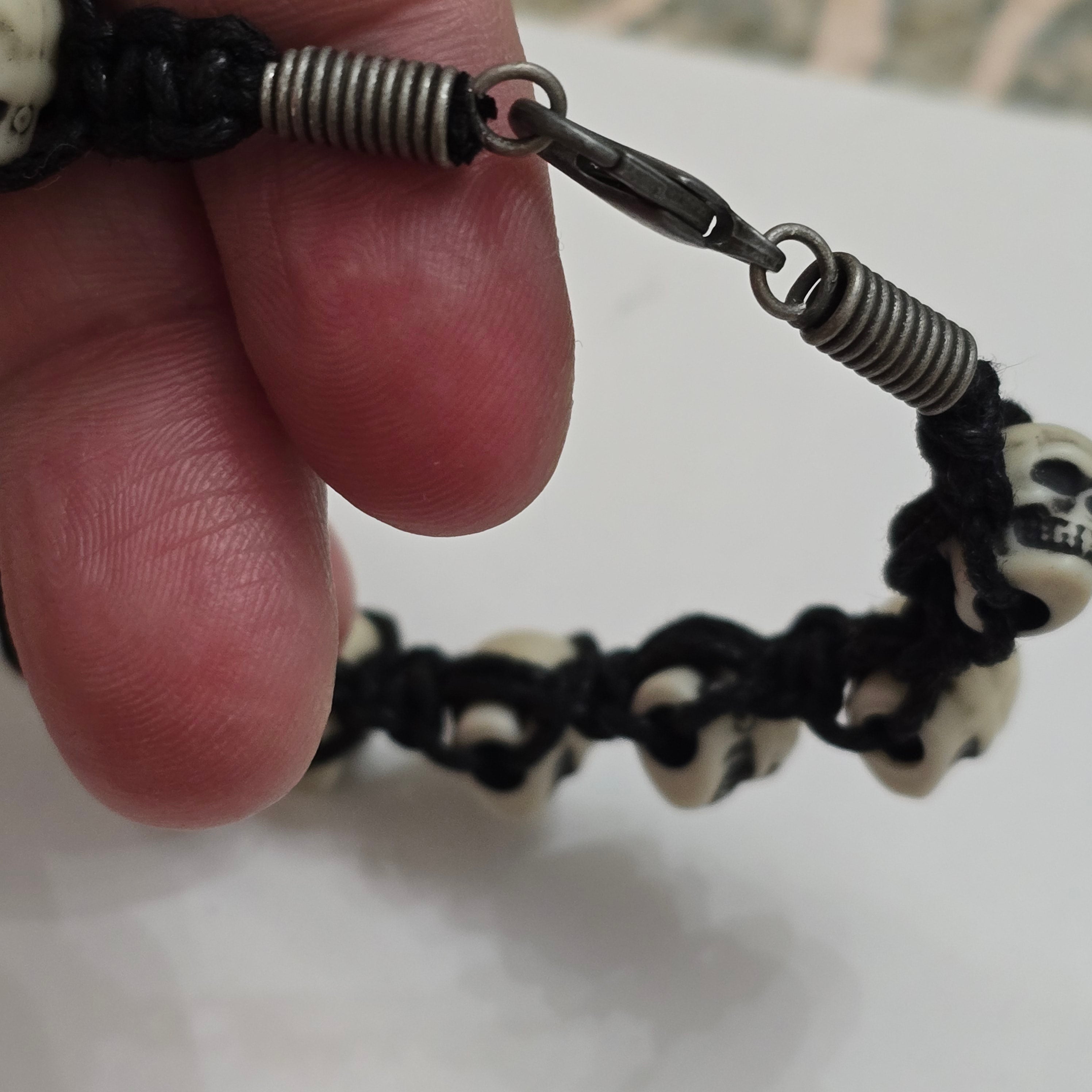 Handmade Skull Bead Bracelet | Gothic Black Cord | Unisex Statement Jewelry