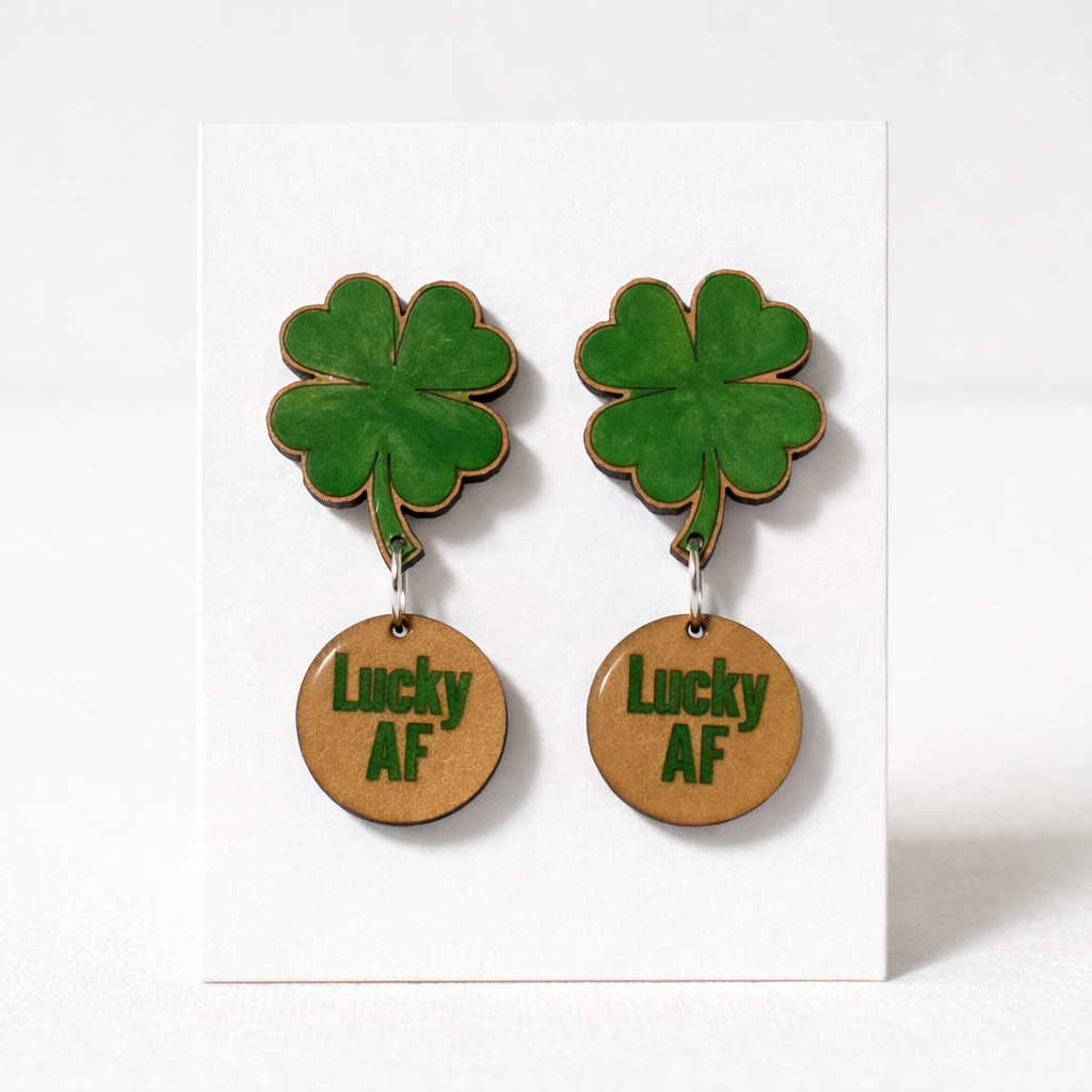 Lucky AF Shamrock Dangle Earrings – St. Patrick’s Day Statement Jewelry