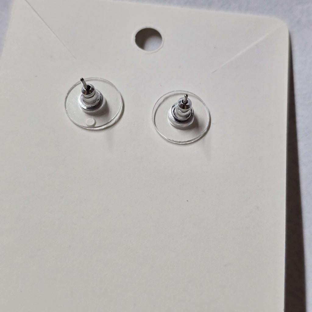 Clear Resin Square Drop Earrings with Pink Rhinestone Stud